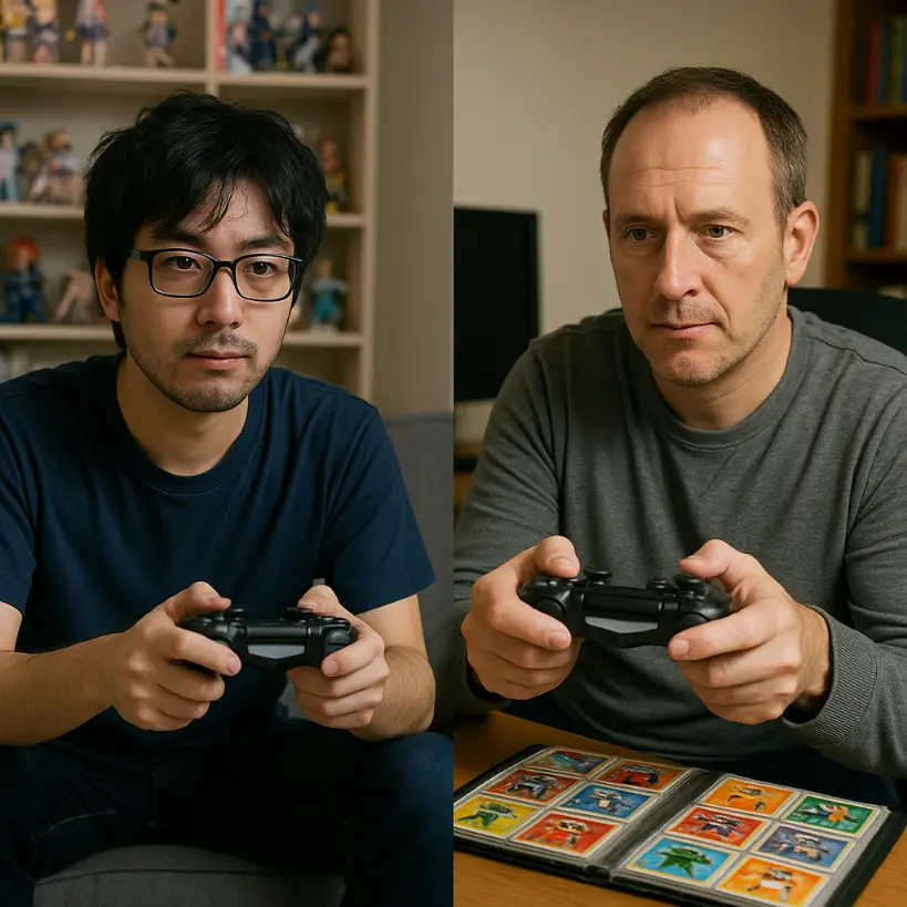 20代から40代でヲタク趣味の男性がゲームをプレイしている