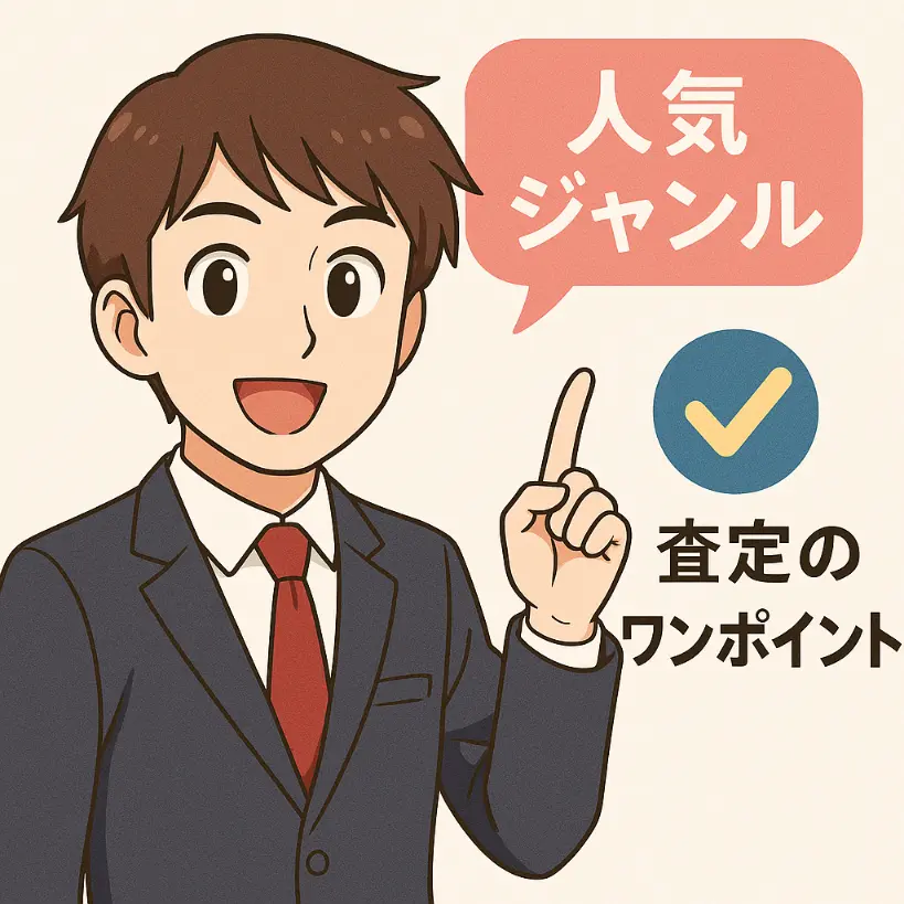人気ジャンルや査定のワンポイントを解説する男性