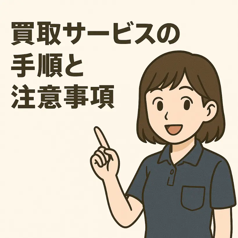 買取サービスの手順と注意事項を説明する店員