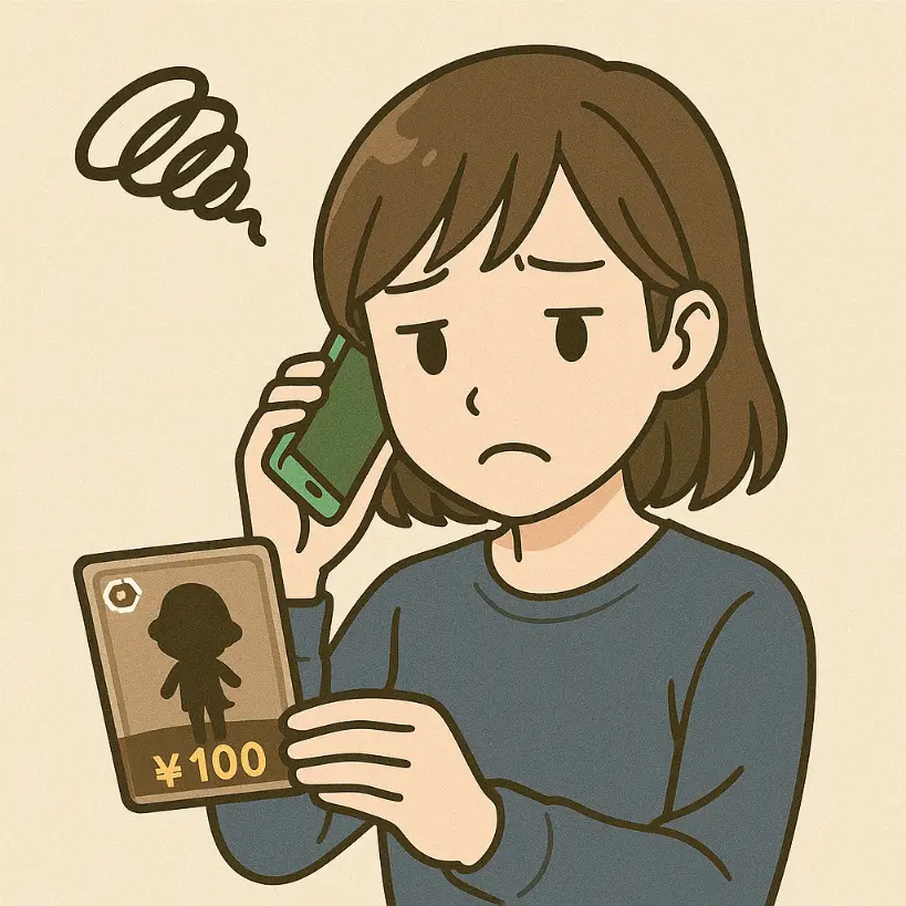 買取キャンセル依頼を電話でする女性