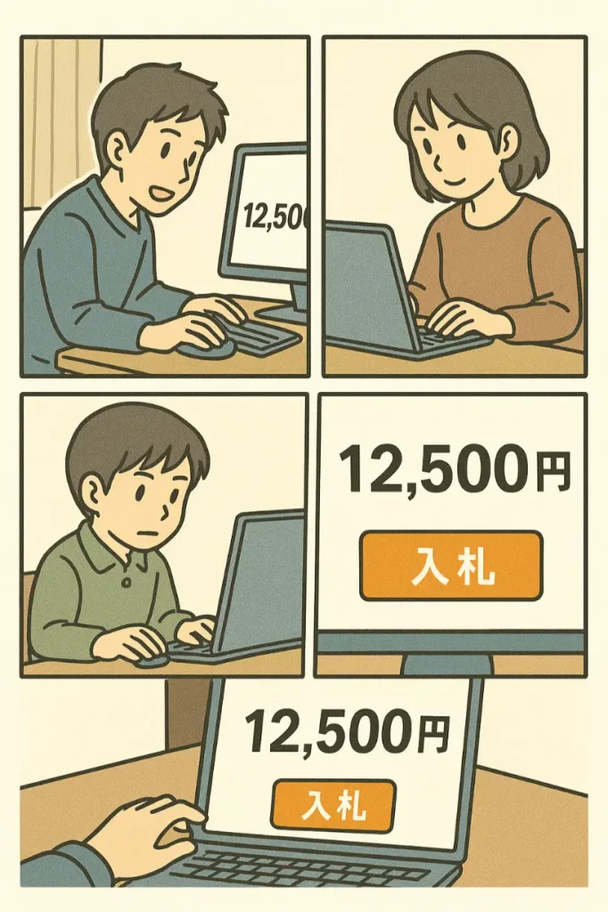 欲しい商品をオークションで入札している様子